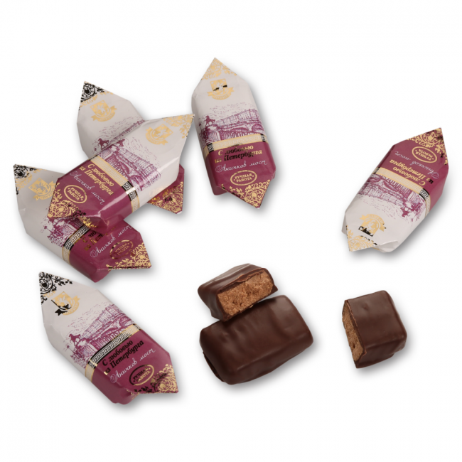 Конфеты Аничков мост (молотый орех, пралине в темном шоколаде) 1кг - КФ Пурпур - Невские&nbsp;Звезды